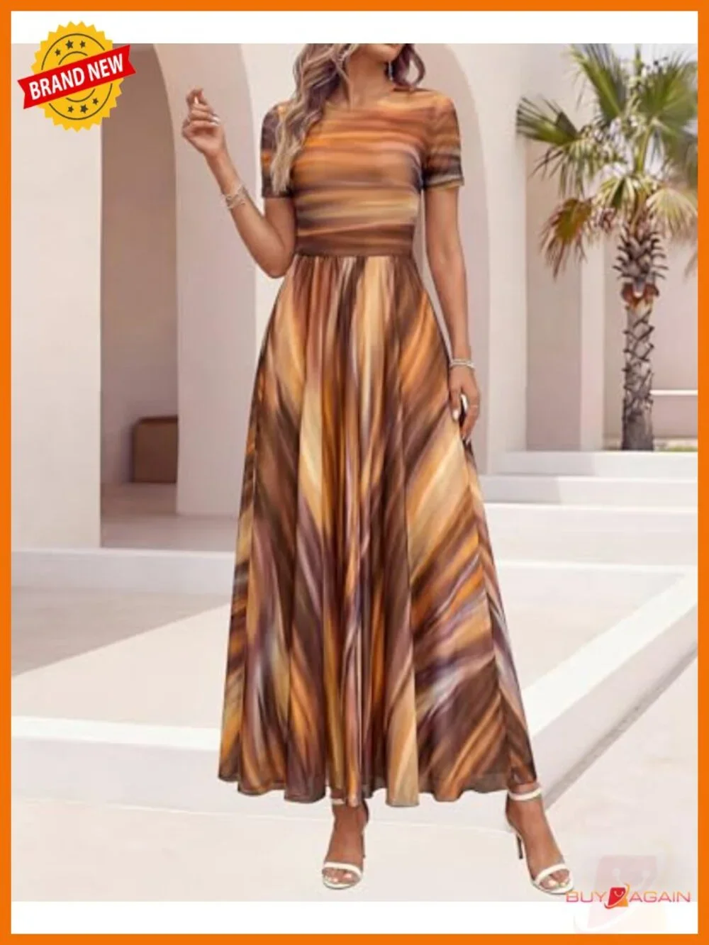 Women's Floral Maxi Dress Short Sleeve A-Line Formal Wedding Guest